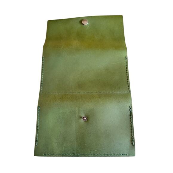 Portland Leather Goods Green Full-Grain Wallet Tri-Fold Card Holder - Picture 6 of 8